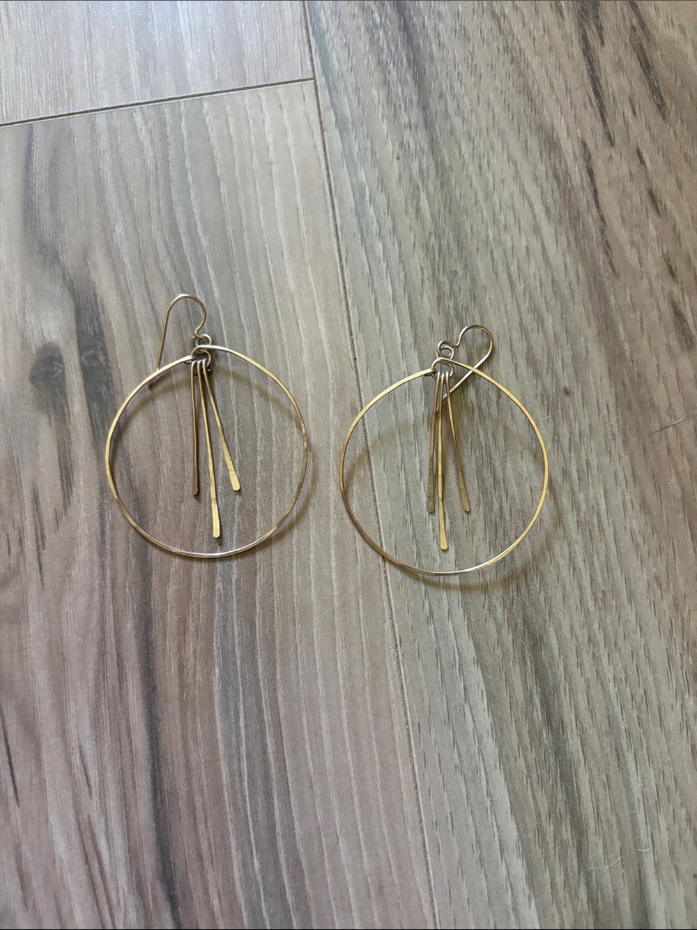 Gold Hoop Drop Earrings with Delicate Tassels - Women Jewelry